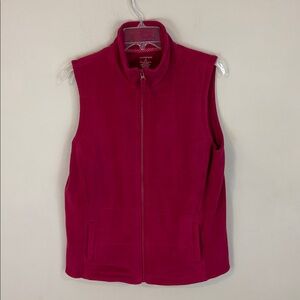 Lands’ End Red Fleece Lined  Full Zip  Vest Size M 10-12